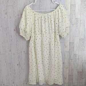 Off-Shoulder Cream Polka Dot Sundress